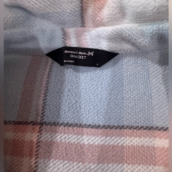 Plaid Button-Up Jacket in Blue and Pink - Picture 3 of 6